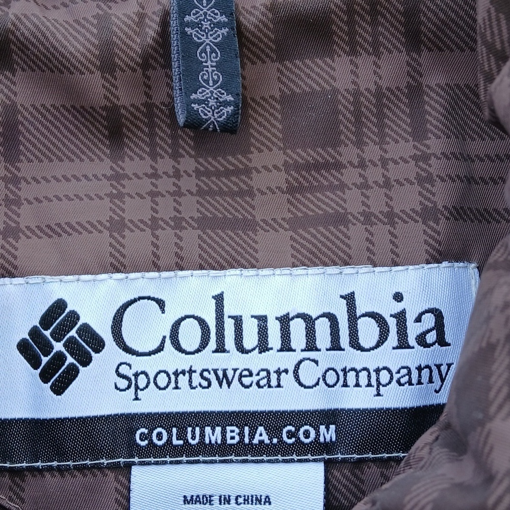 Columbia Brown Plaid Puffer Jacket 60% Down 40%feather Sz M - Picture 2 of 11